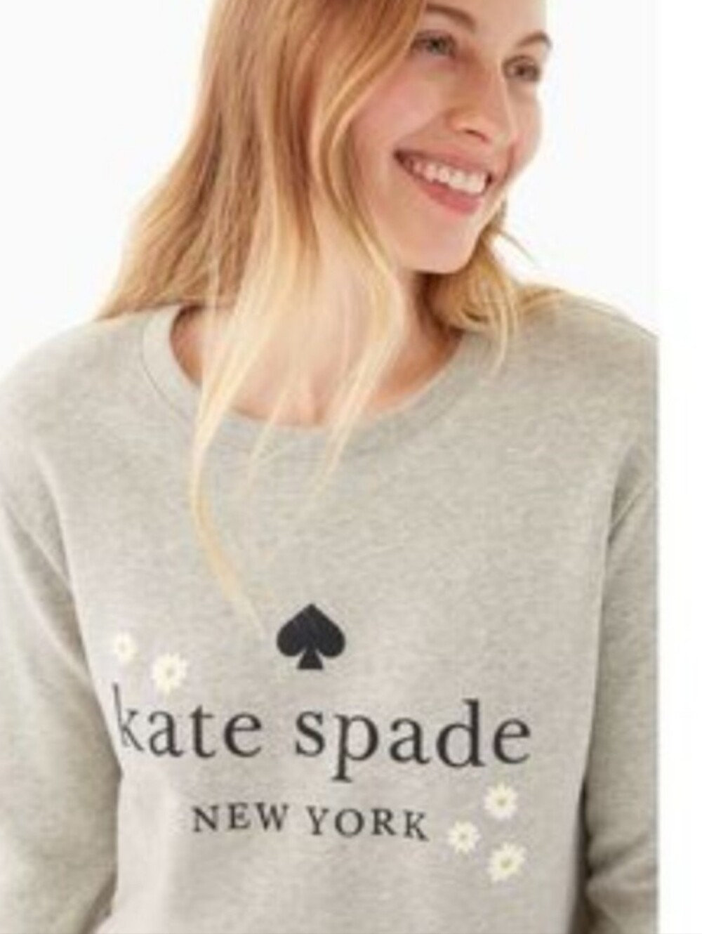 Kate Spade Gray Crewneck Sweatshirt with Logo and Spade Motif